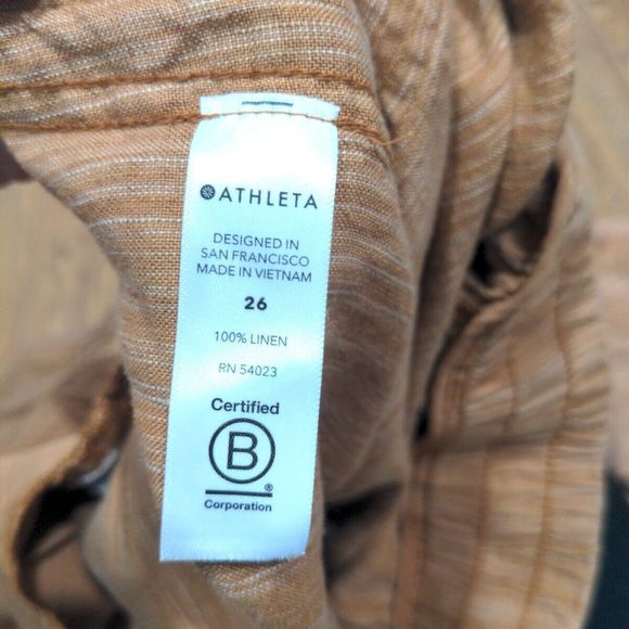 Athleta Womens Plus Cabo Linen Wide Leg Textured Pant Size 26 Orange Beach Vacay - Picture 9 of 13